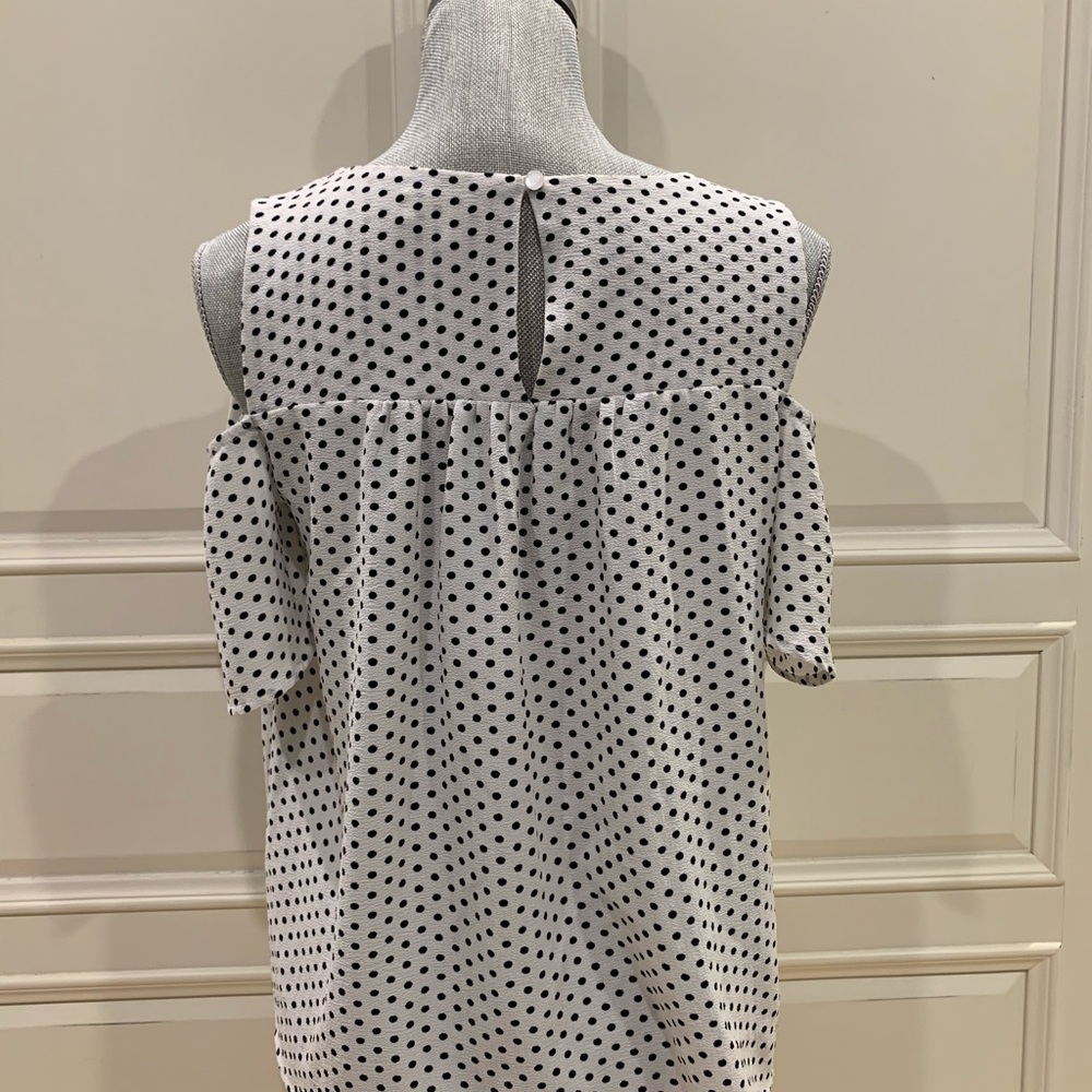 Black Polkadot Blouse cold Shoulder